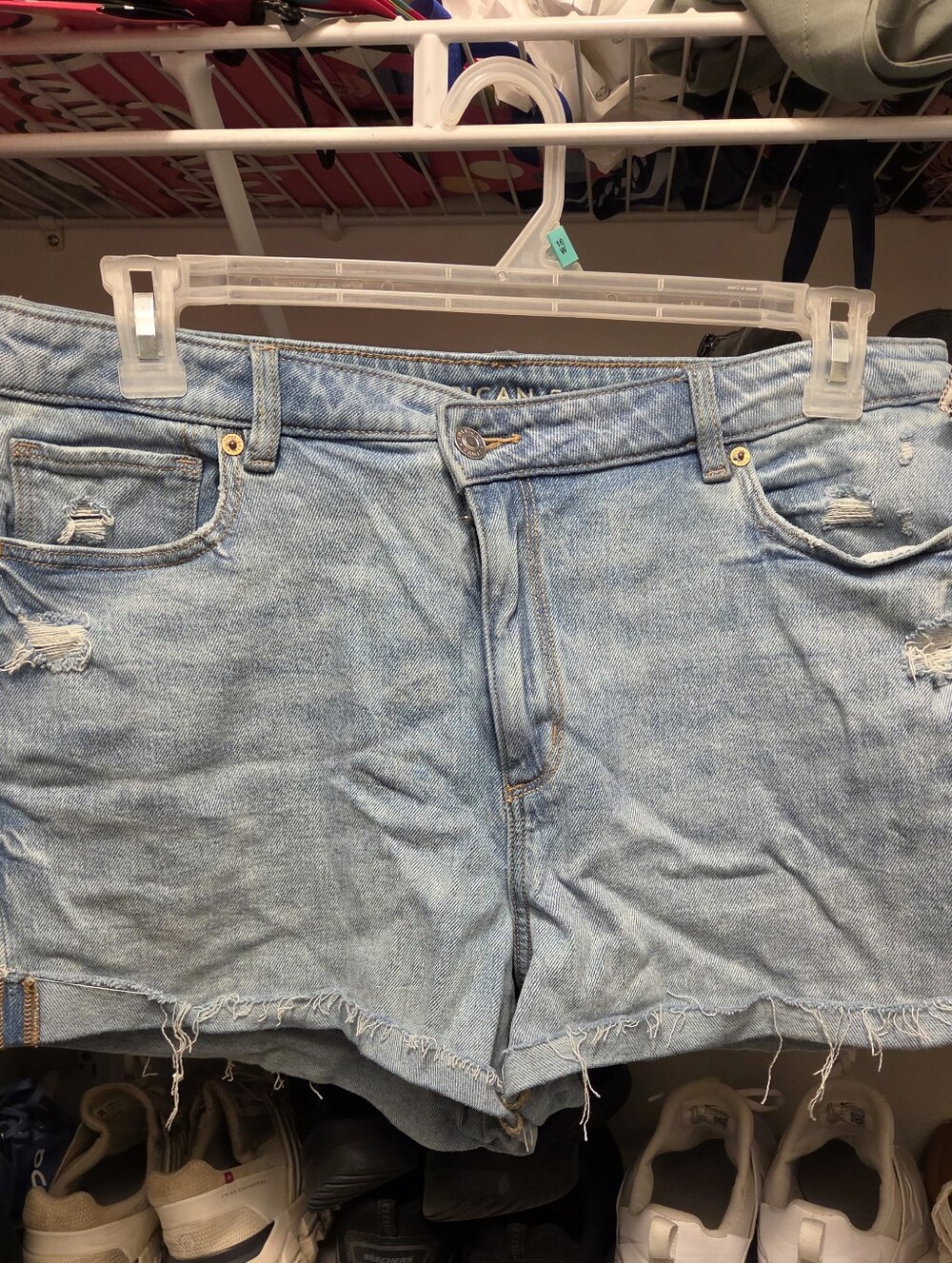 Light Blue Distressed Denim Shorts